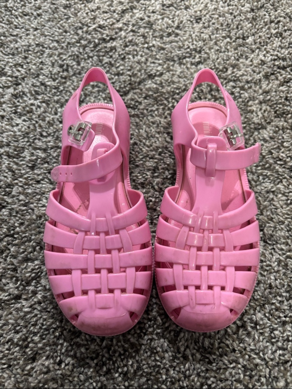 Mini Melissa Pink Jelly Sandals with Buckle Strap